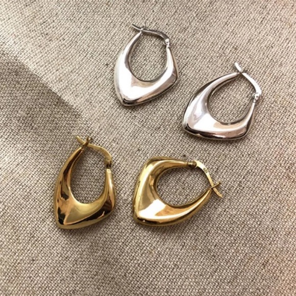 NEW 925 STERLING SILVER IRREGULAR EARRINGS - Picture 4 of 5